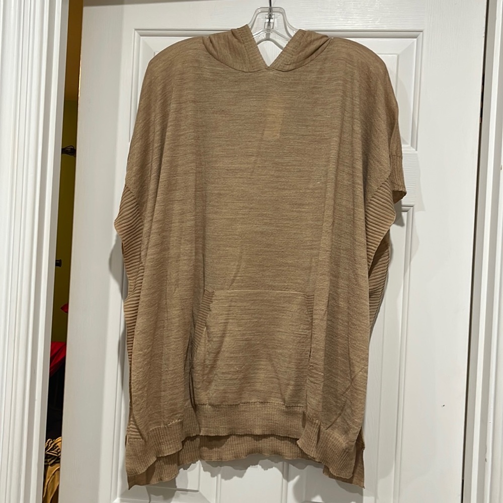 LOFT pullover cape style top with hoodie